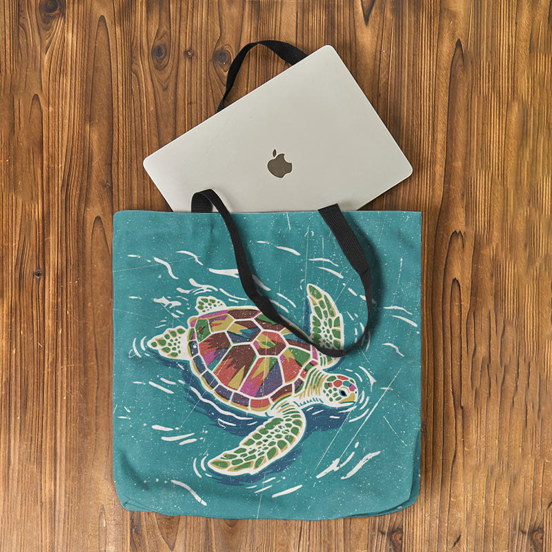 Rainy Colorful Sea Turtle Art Print Bag - image 2
