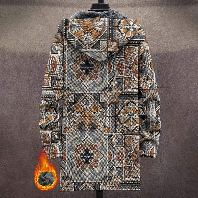 Vintage Mystical Ethnic Floral Pattern Print Unisex Plush Thick Long-sleeved Fleece Jacket Coat - image 3
