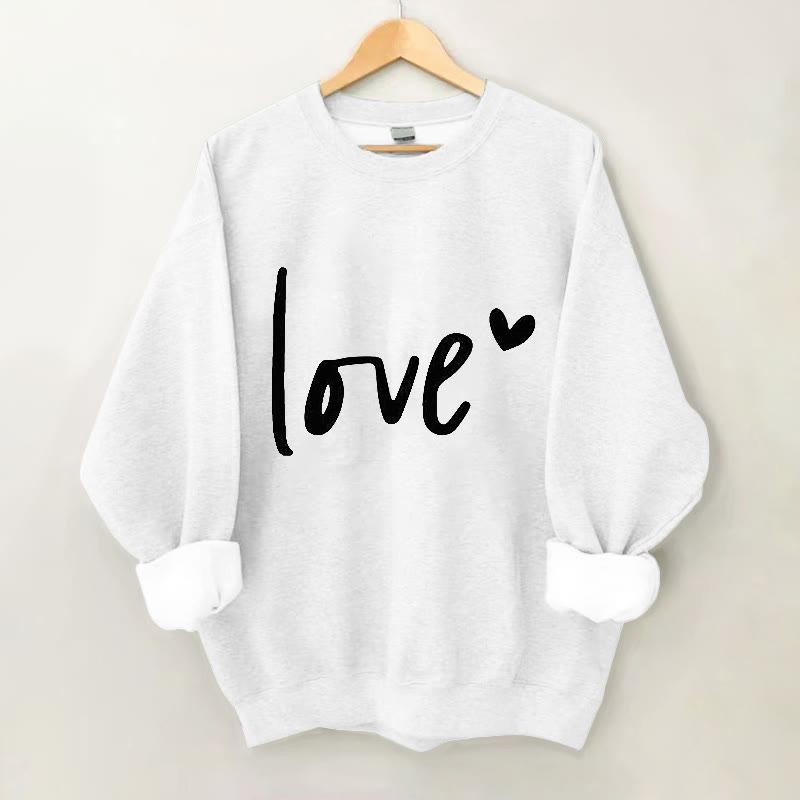 100% Cotton Valentine's Day Love Print Crew Neck Sweatshirt - White - 2XL - image 3