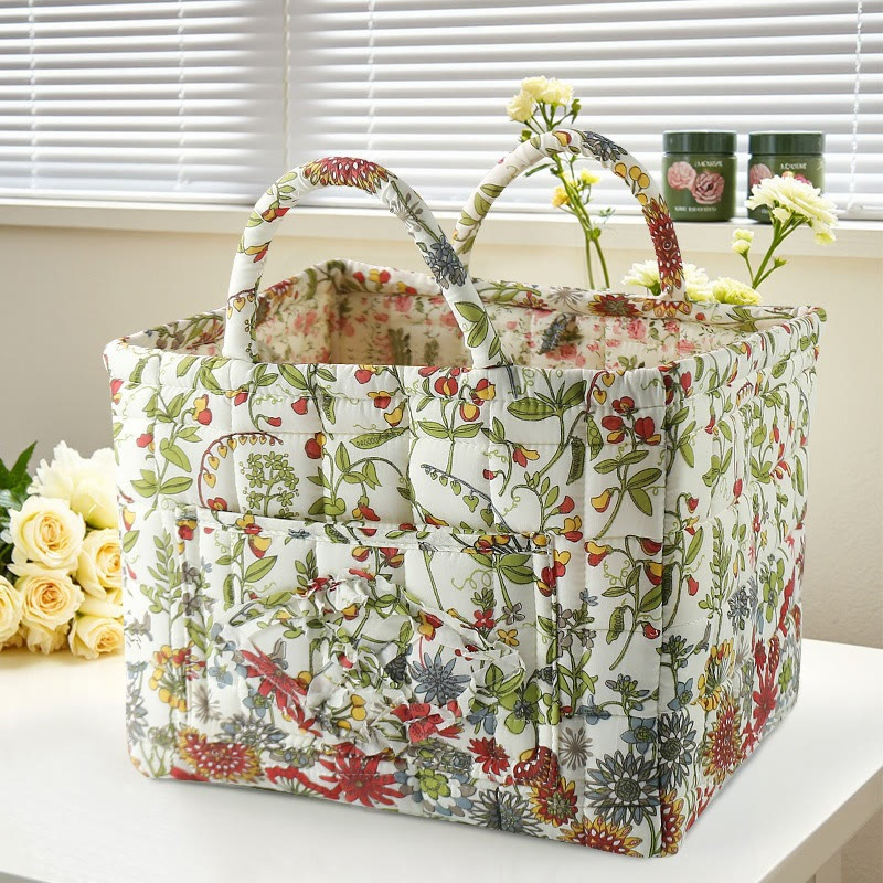 Elegant Floral Pattern Quilted Storage Basket - 2538 - 33*27*28 - image 16