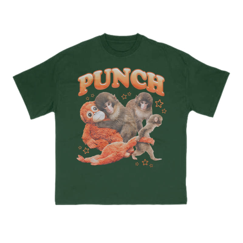 Cute Monkey Punch Print T-shirt - Green - US16-18(2XL) - image 7