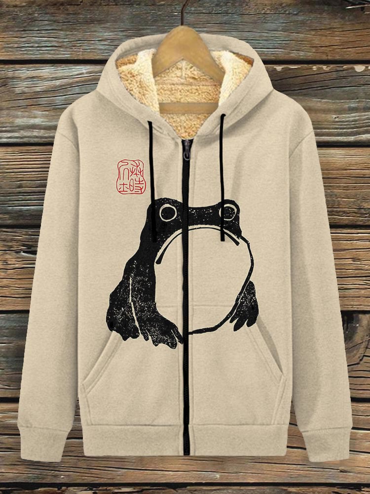 Frog Ancient Japanese Art Print Fleece Jacket