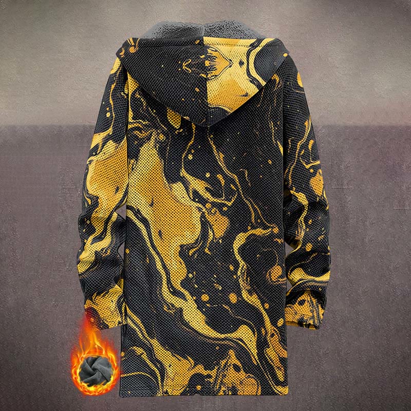 Retro Irregular Yellow Graffiti Art Print Unisex Plush Thick Long-sleeved Fleece Jacket Coat - image 4