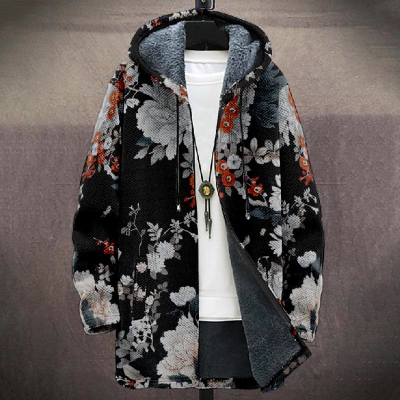 Retro Garden Night Art Print Unisex Plush Thick Long-sleeved Fleece Jacket Coat - image 2
