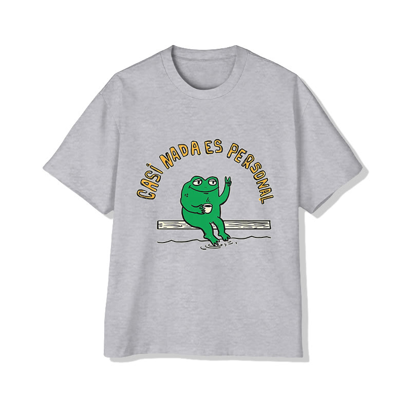 Unisex Funny Frog Slogans Print Short Sleeve Crew Neck T-Shirt - Grey - 2XL - image 3