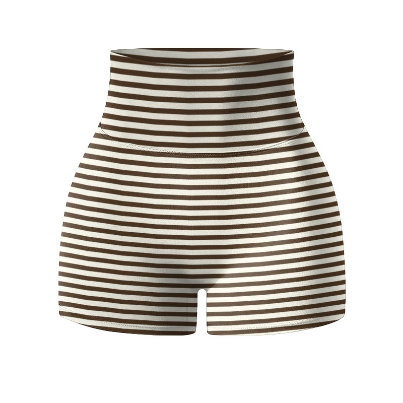 Classic Stripe Seam Detail High Waist Yoga Shorts - image 6