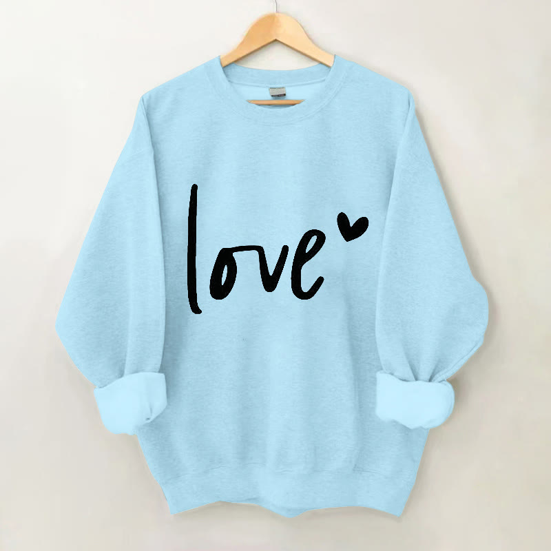 100% Cotton Valentine's Day Love Print Crew Neck Sweatshirt - Blue - 2XL - image 5