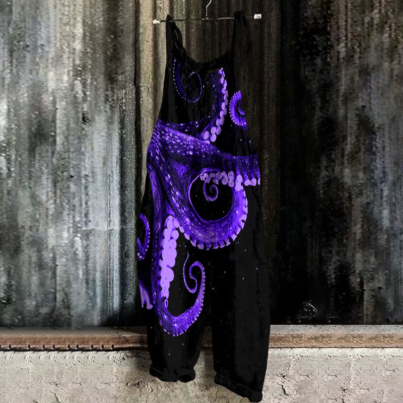 Three-dimensional Creative Octopus Print Casual Jumpsuit  - Purple - 5XL - image 2