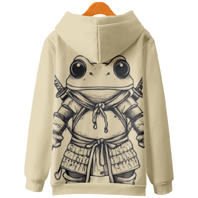 Women's Japanese Ink Watercolor Samurai Frog Print Long Sleeve Hoodie - image 2