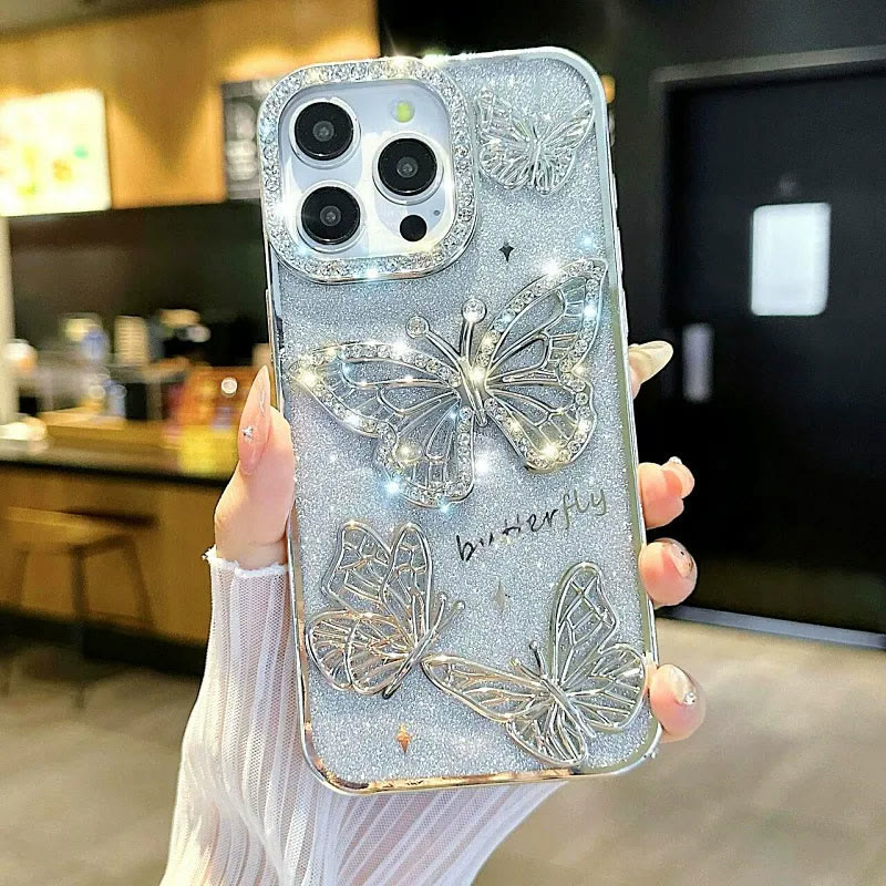 Sparkling Butterfly Phone Case - Silver - iPhone 16 Pro Max - image 7