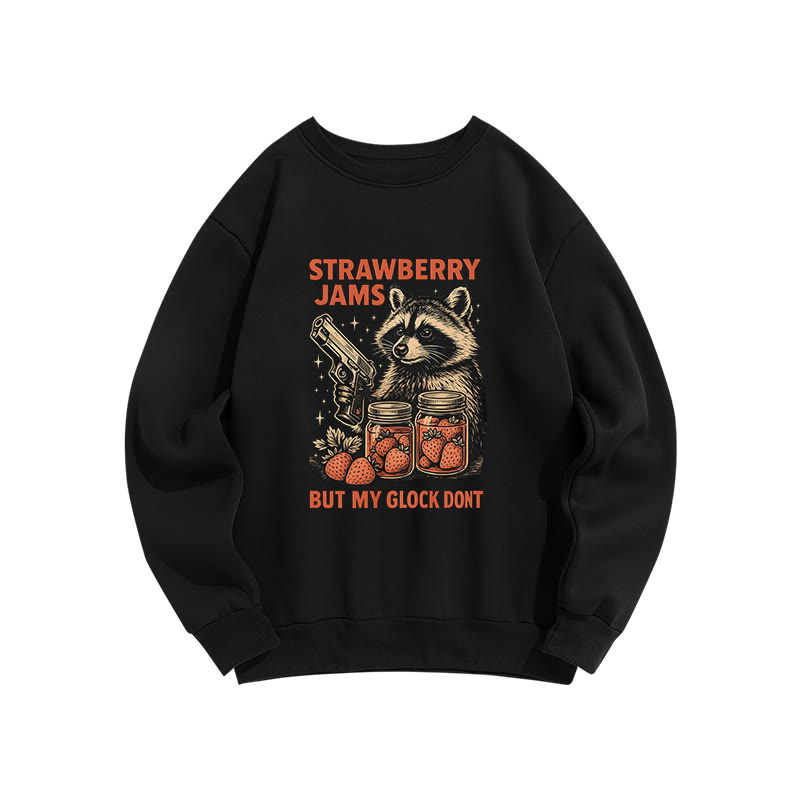 Strawberry Jams Glock Funny Raccoon Crew Neck Sweatshirt - Black - US16-18(2XL) - image 5
