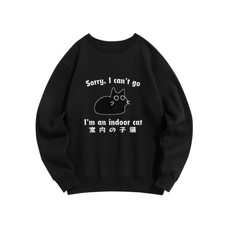 I'm An Indoor Cat Print Crew Neck Sweatshirt - Black - US16-18(2XL) - image 3