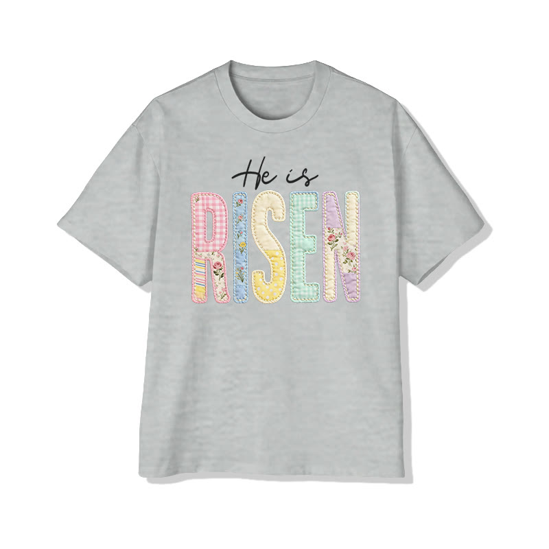 Christian He Is Risen Pattern Print Pattern Cotton Print T-shirt - Grey - US16-18(2XL) - image 12