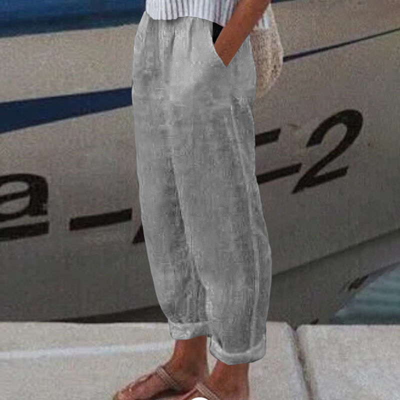 Solid Color Casual Pocket Pants  - Grey - 5XL - image 4