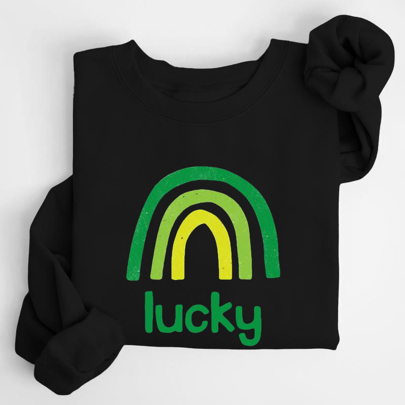 St. Patrick's Day Lucky Rainbow Print Crew Neck Sweatshirt - Black - US16-18(2XL) - image 3