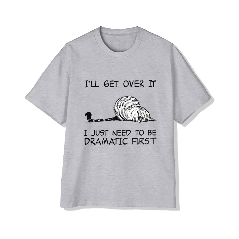 Unisex Lazy Sleeping Cat Print Short Sleeved Crew Neck T-shirt - Grey - 2XL - image 4