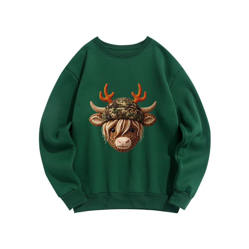 Camouflage Reindeer Print Long Sleeve Crew Neck Sweatshirt - Green - US16-18(2XL) - image 5