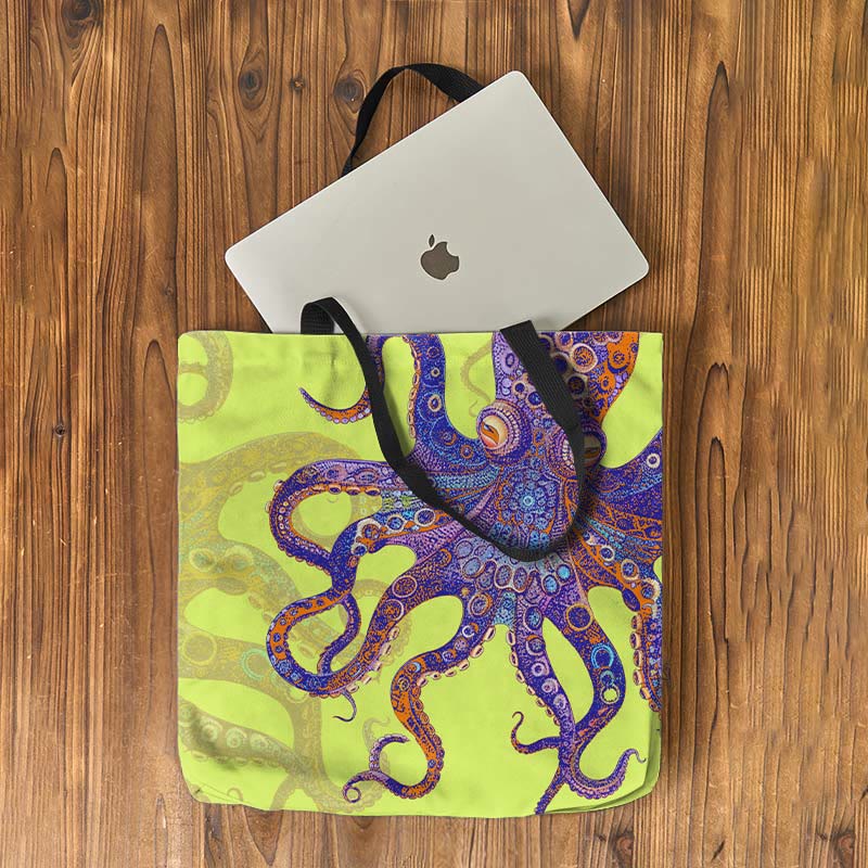 Unique Exquisite Octopus Pattern Art Print Bag - Light Green - one size - image 9