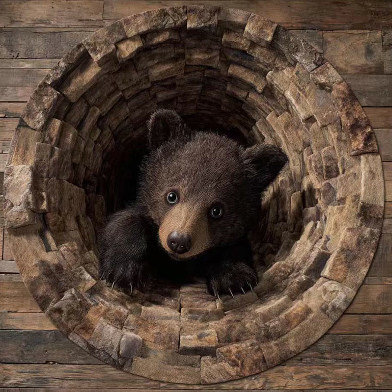 3D Visual Effect Round Animal Print Floor Mat, Non-slip, Wear-resistant, Dirt-resistant And Easy To Clean - 4 - 160*160cm - image 4