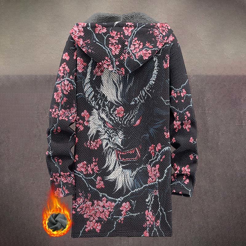 Retro Japanese Pinky Sakura Blossom Print Unisex Plush Thick Long-sleeved Fleece Jacket Coat - image 3