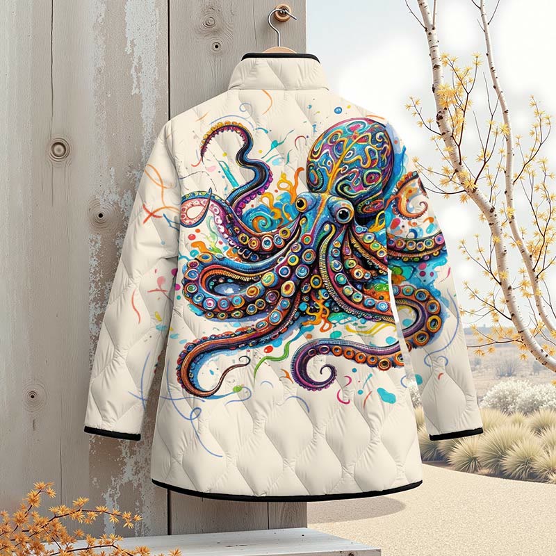 Vintage Rainbow Octopus Art Print Outerwear Jackets - image 2