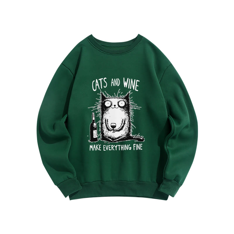 UnisexFun Fried Cat And Liquor Slogan Prints Print Long Sleeve Crew Neck Sweatshirt - Green - US16-18(2XL) - image 8