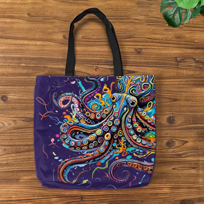 Vintage Rainbow Octopus Art Print Bag - Royal Blue - one size - image 13