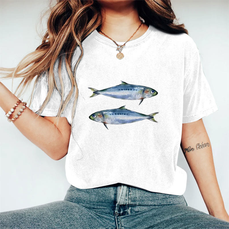 100% Cotton Sardines Baby T-shirt - White - 2XL - image 3