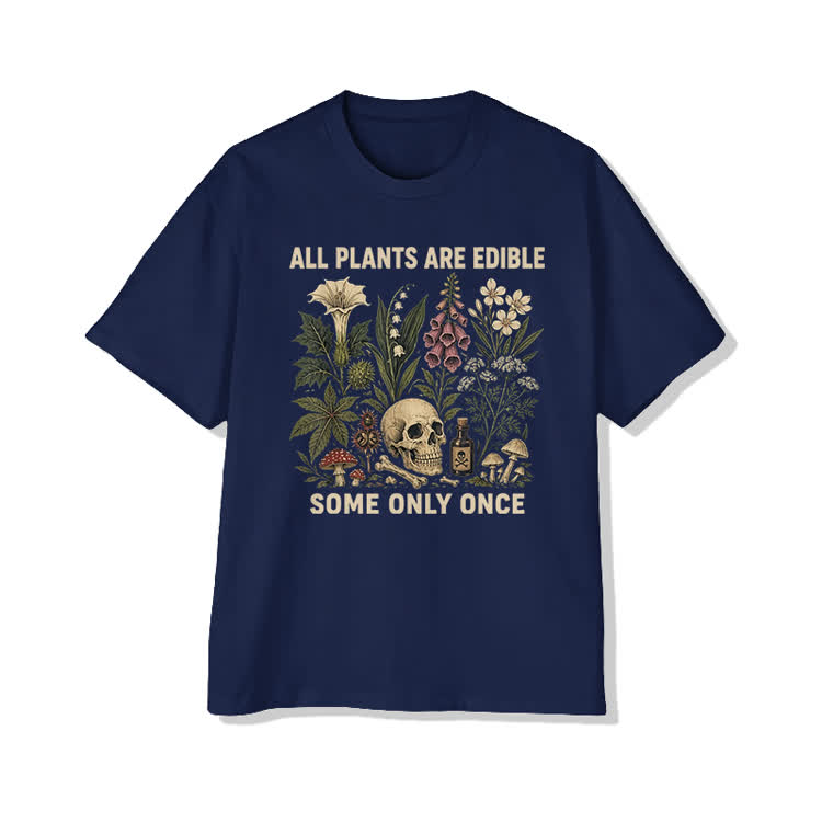 Unisex Edible Plants Some Only Once Joke Cotton Print T-shirt - Blue - US20-22(3XL) - image 4