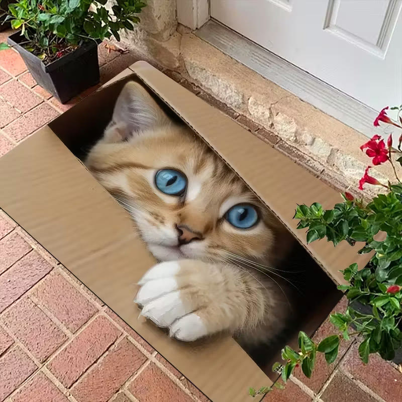 3D Visual American Cat Series Printed Easy-to-care Stain-resistant And Wear-resistant Door Mat - 3 - 60*90cm - image 3