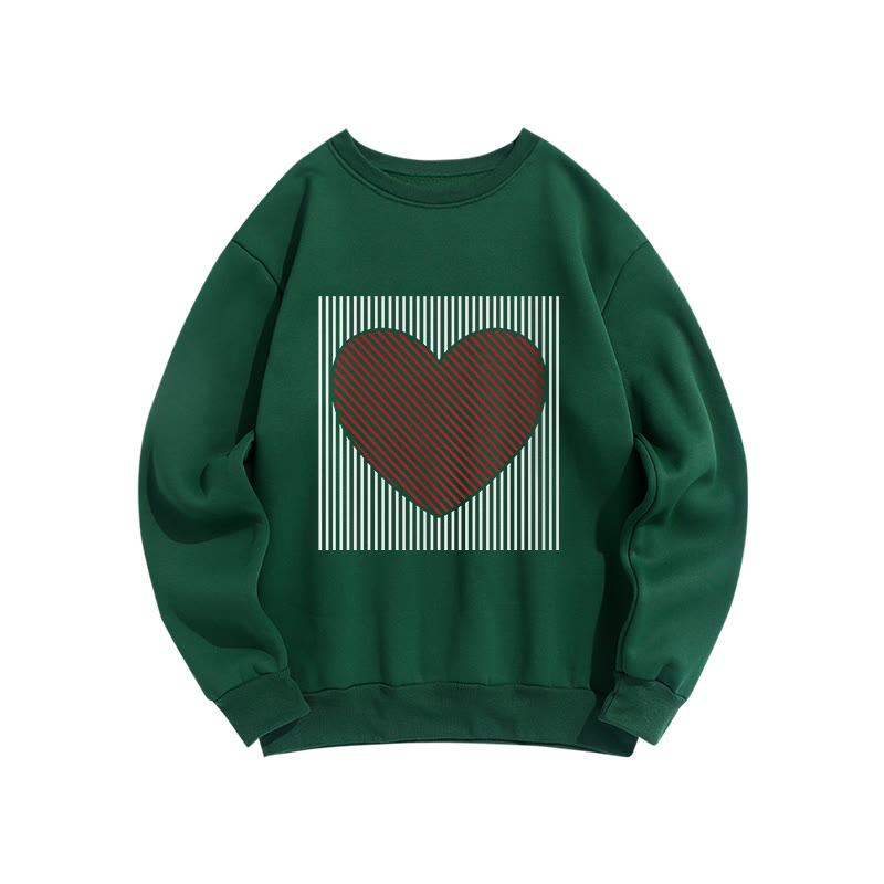 Valentine's Day Heart Print Casual Sweatshirt - Dark Green - 5XL - image 6