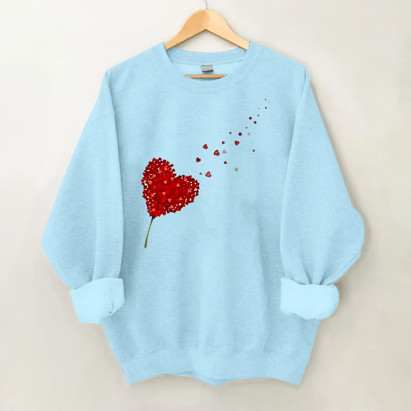 100% Cotton Valentine's Day Heart Print Crew Neck Sweatshirt - Blue - 2XL - image 5
