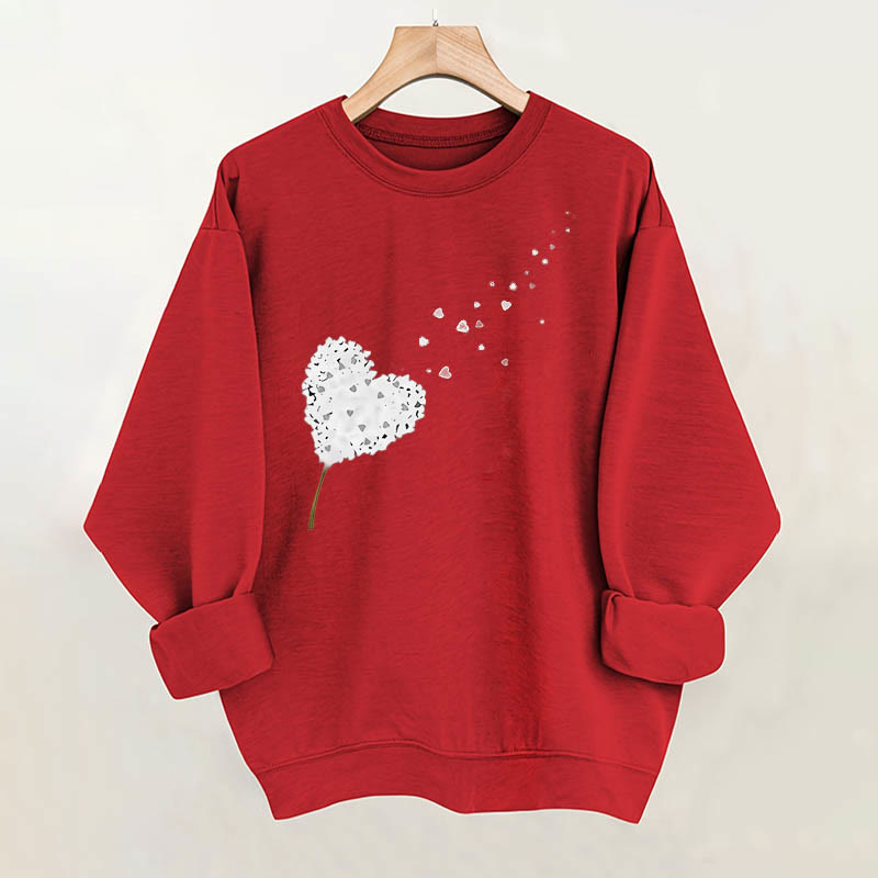 100% Cotton Valentine's Day Heart Print Crew Neck Sweatshirt - Red - 2XL - image 4