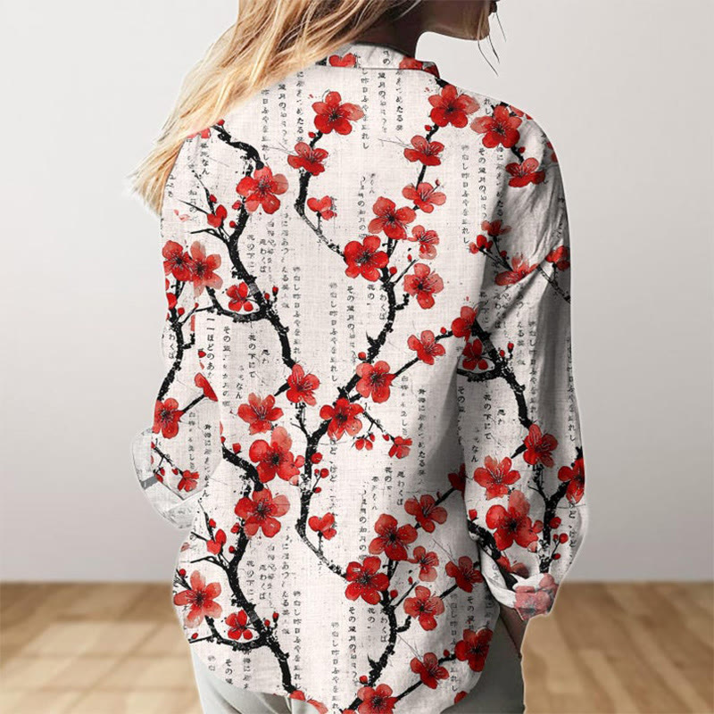 Japanese Cherry Blossom Art Print Long Sleeve Shirt - image 3