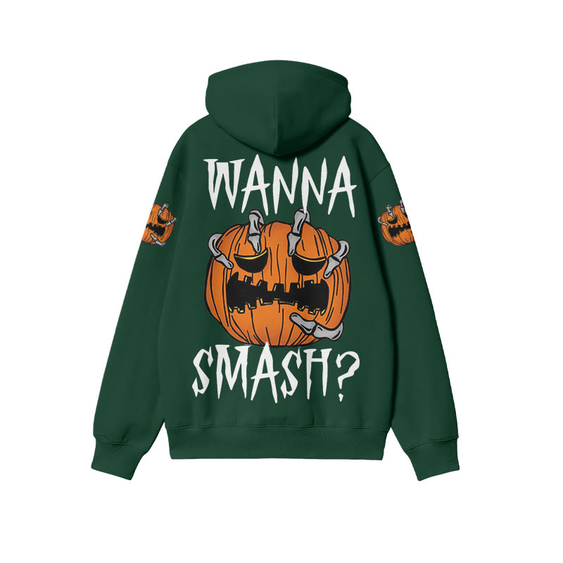 Unisex 100% Cotton Wanna Smash Halloween Print Hoodie - Green - US16-18(2XL) - image 7