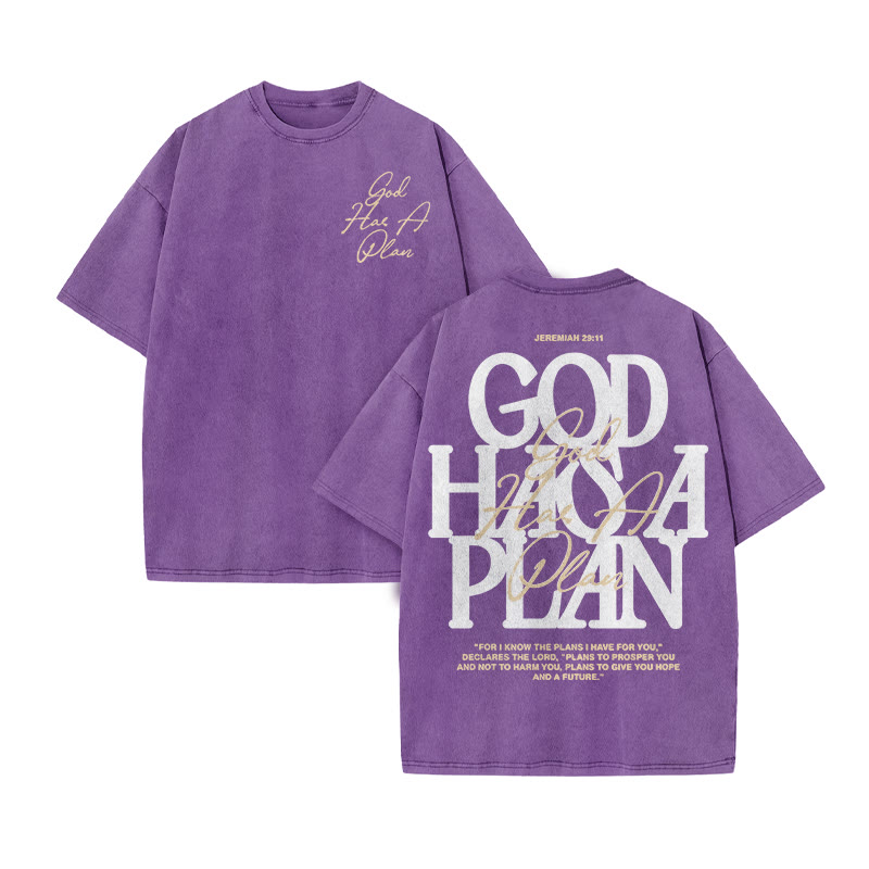 Jeremiah 29:11 God Has A Plan Print Acid Washed T-shirt - Purple - US20-22(3XL) - image 10