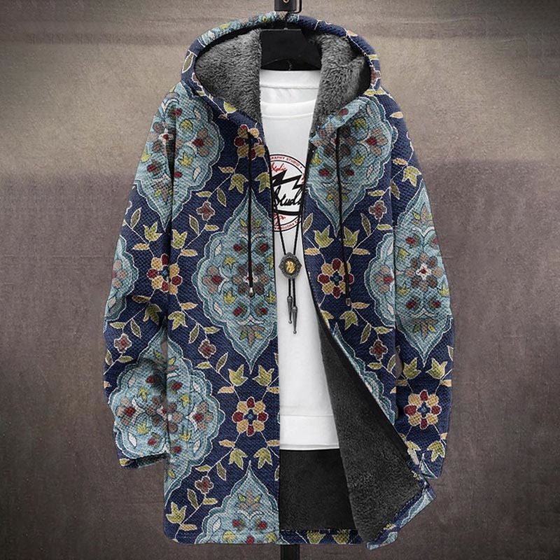 Vintage Mystical Floral Vine Pattern Print Unisex Plush Thick Long-sleeved Fleece Jacket Coat - image 2