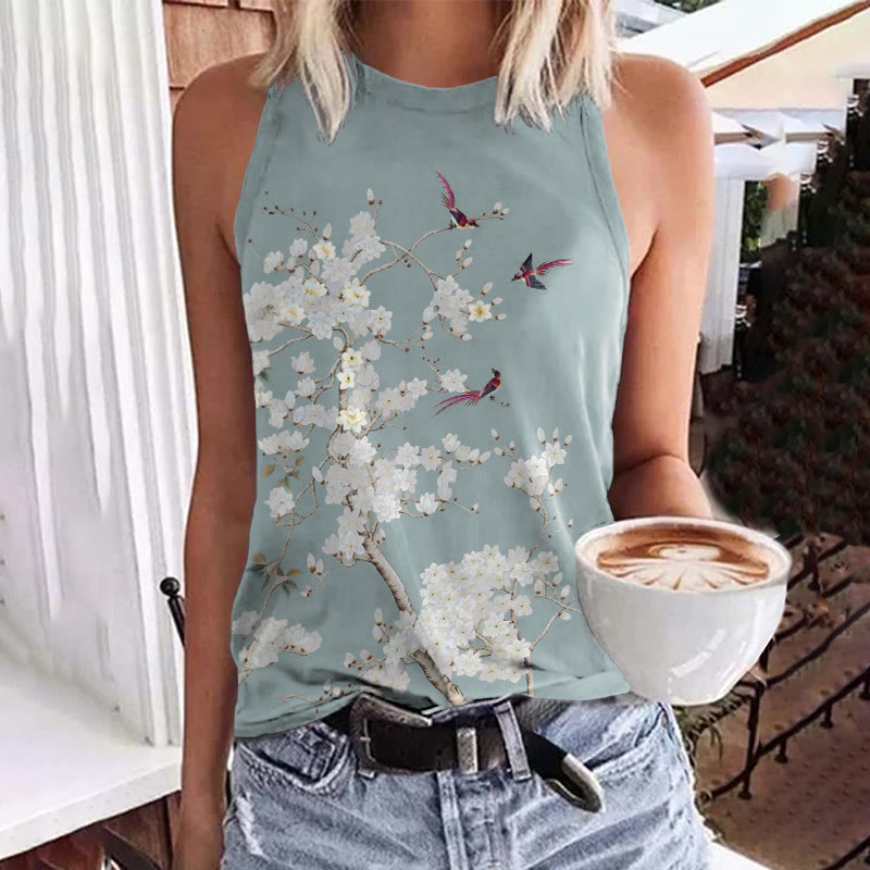 Women's Floral Print Tank Top - Lake Blue - 5XL - image 4
