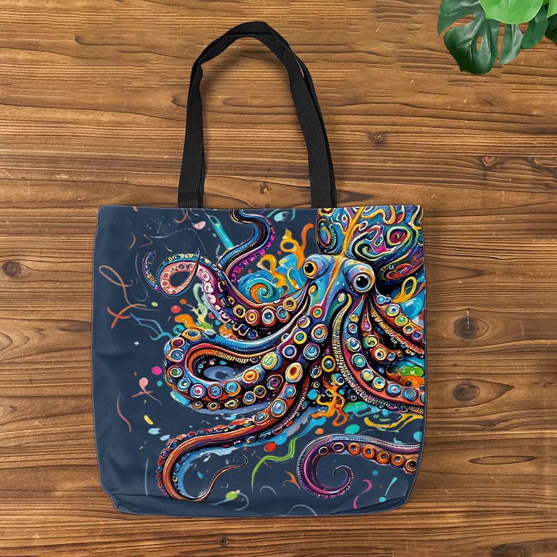 Vintage Rainbow Octopus Art Print Bag - Blue - one size - image 11