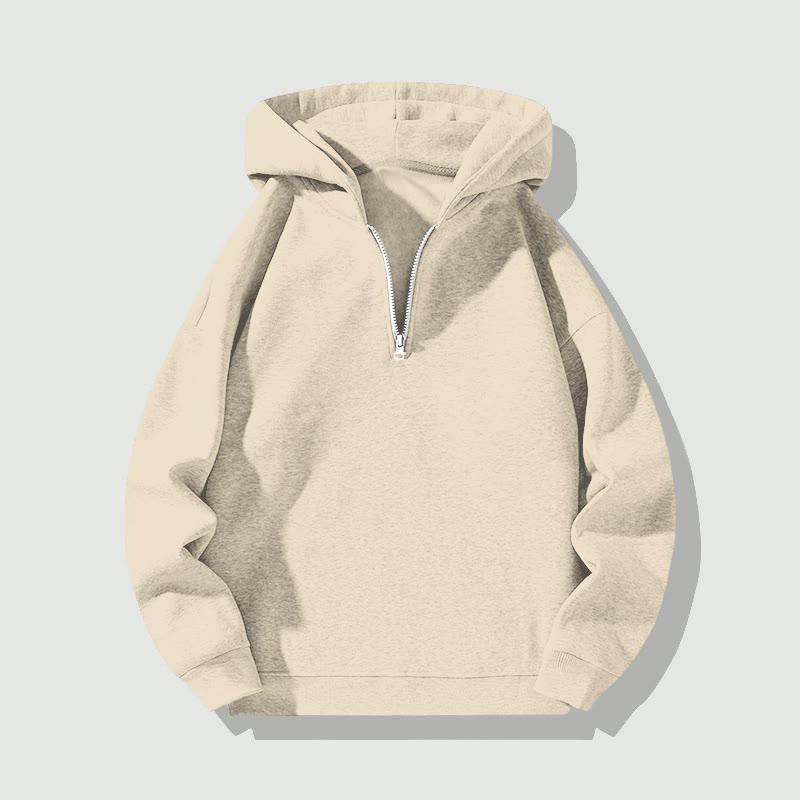 Unisex Casual Solid Color Half Zip Hoodie - Apricot - US32-34(5XL) - image 3