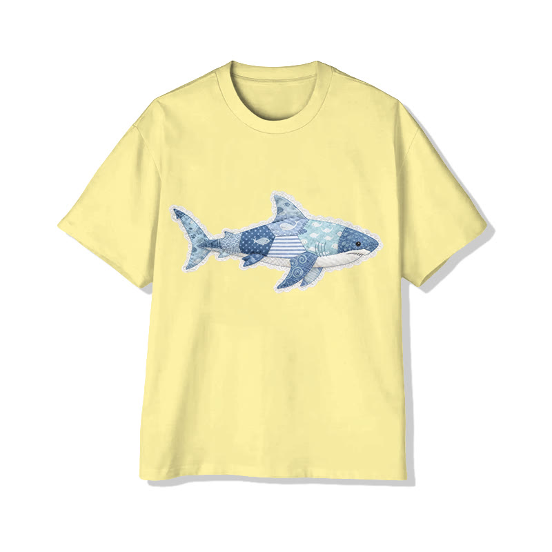 Ocean Shark Art Lace pattern Print Pattern Cotton Print T-Shirt - image 11