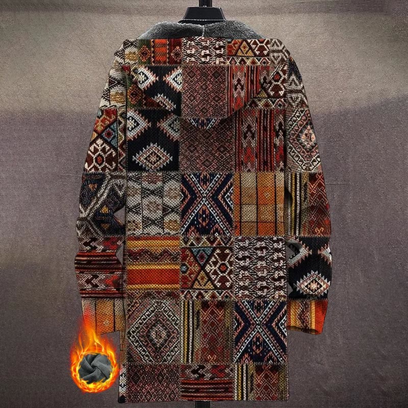 Retro Tribal Pattern Art Print Unisex Plush Thick Long-sleeved Fleece Jacket Coat - image 4