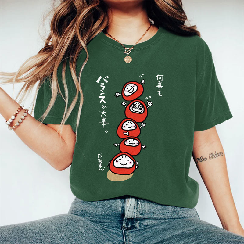 100% Cotton Japanese Lovely Stacking Eggs Print T-shirt - Dark Green - US16-18(2XL) - image 5