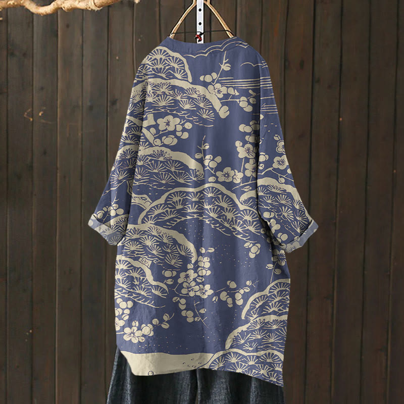 Women's Japanese Art Plum Blossom Print cardigan
