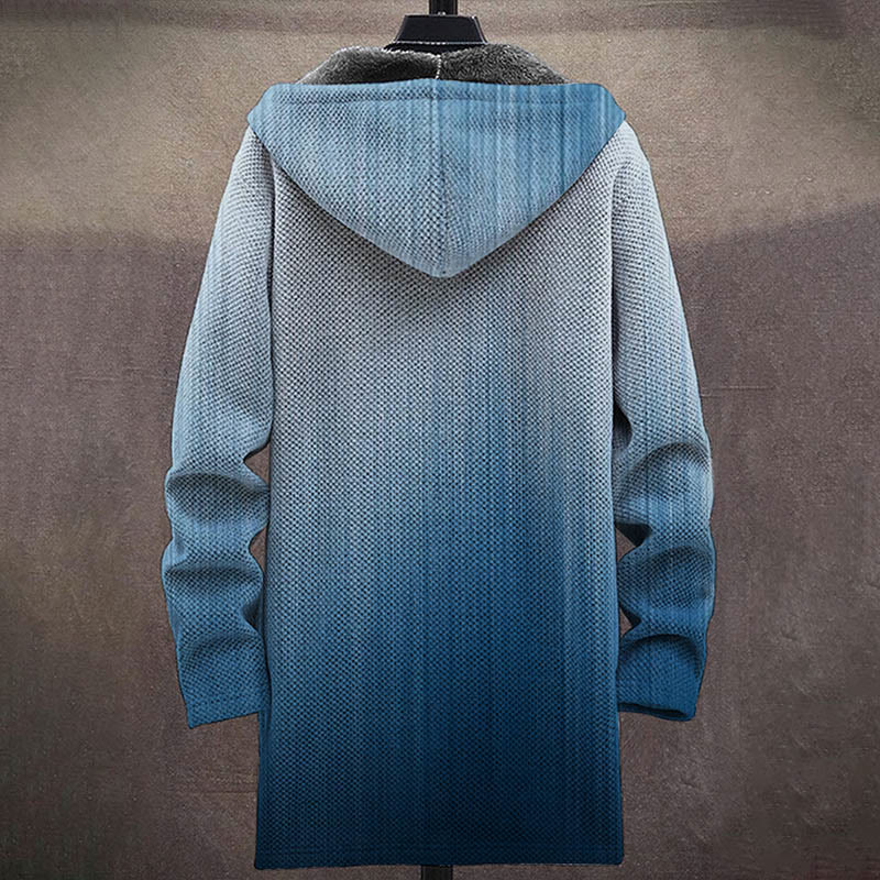 Retro Gradient Color Pattern Print Unisex Plush Thick Long-sleeved Fleece Jacket Coat - image 4