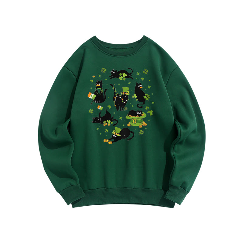 St. Patrick's Lucky Black Cats Print Sweatshirt - Green - US16-18(2XL) - image 8