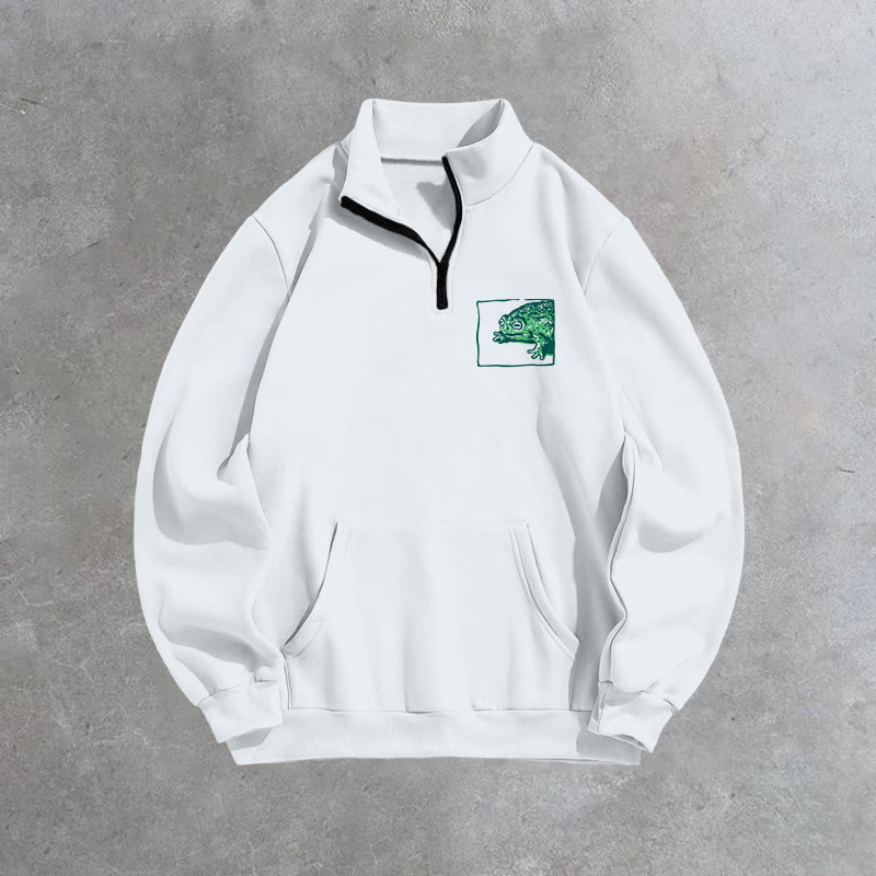 Unisex Always Confused Frog Print Zip Sweatshirt - image 7