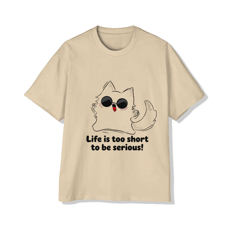 Unisex Life Should Be Lived Happily Pattern Short Sleeved Crew Neck T-Shirt - Apricot - 2XL - image 3