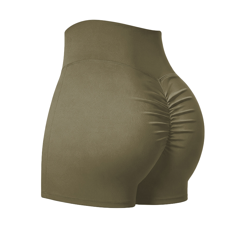 Solid Color Elevate High Waisted Scrunch Lift Active Yoga Shorts - Olive Green - 4XL - image 19