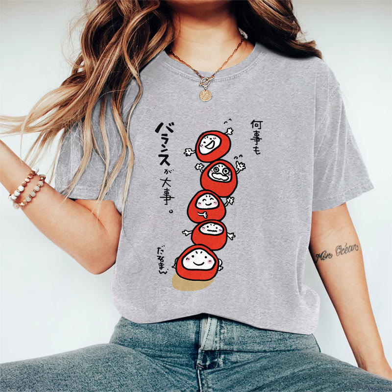 100% Cotton Japanese Lovely Stacking Eggs Print T-shirt - Grey - US16-18(2XL) - image 4